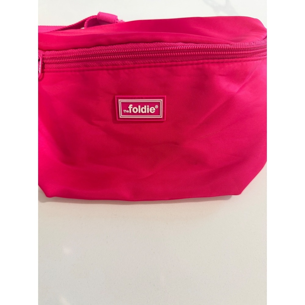 The Foldie Belt Bag Hot Pink Nylon RFID Safe Waist Pack Crossbody Travel Bag - Picture 2 of 5